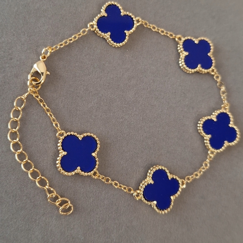 Agate blue clover bracelet